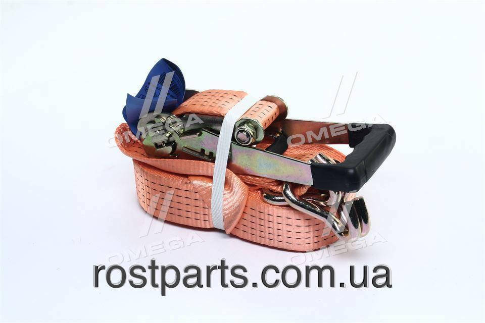 Стяжка вантажу, 5t. 50mm.x10m.(0.5+9.5) прогум. ручка (DK-3910), фото 1