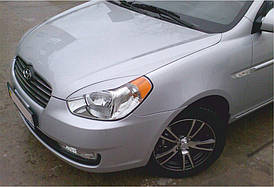 Вії на фари hyundai accent (2007-2011)\Накладки на фари Хюндай Акцент (Orticar)