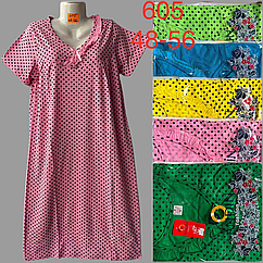 Нічна котонова сорочка НОРМА (р-ри: 48-56) 605 Різні кольори. вир-во Узбекистан.