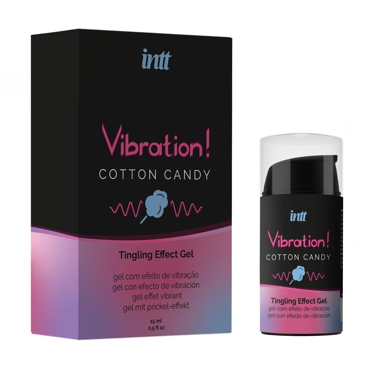Рідкий вібратор Intt Vibration Cotton Candy (15 мл), густий гель, дуже смачний, діє до 30 хв