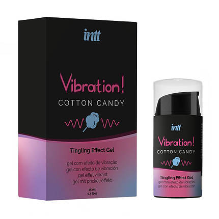 Рідкий вібратор Intt Vibration Cotton Candy (15 мл), густий гель, дуже смачний, діє до 30 хв, фото 2