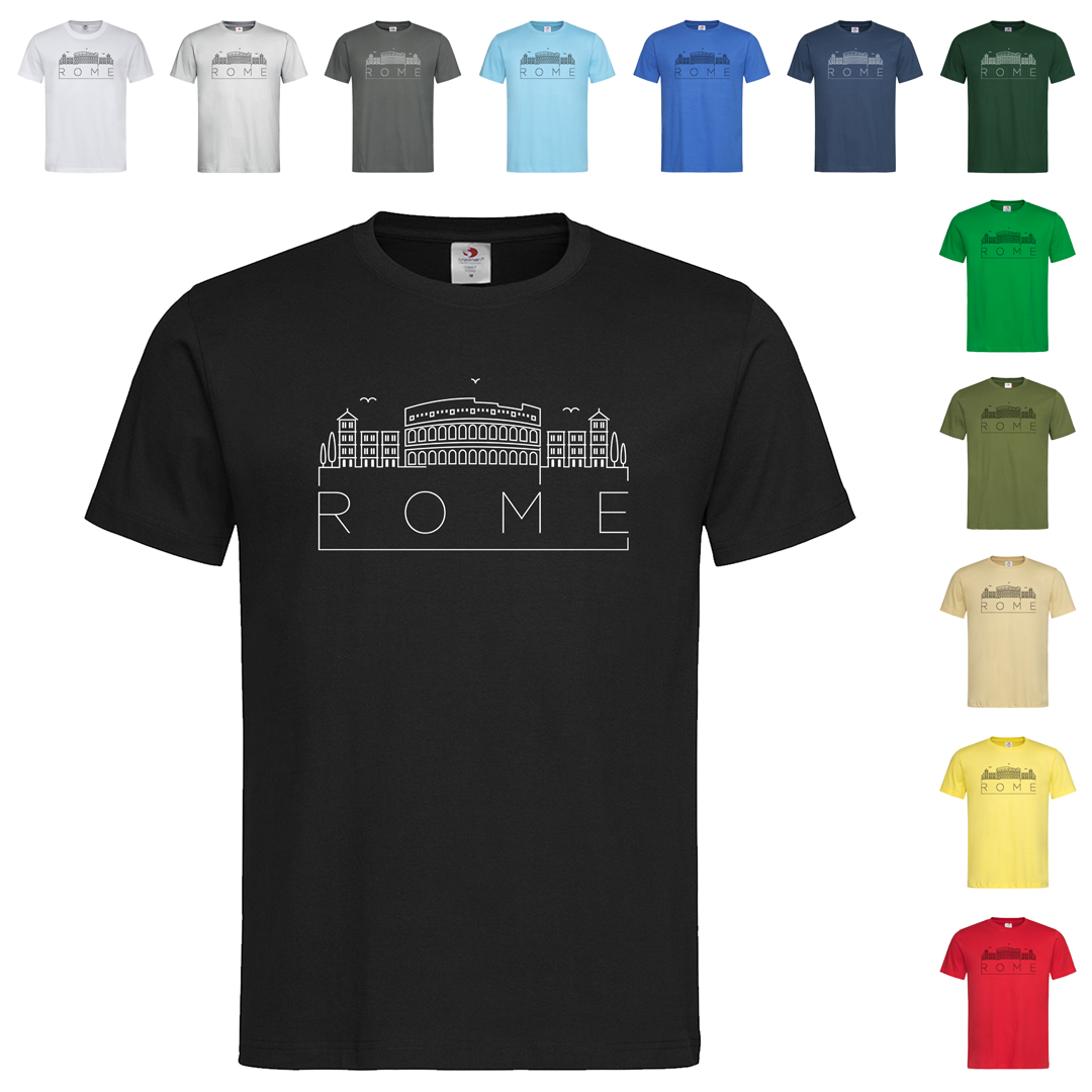 Чорна чоловіча/унісекс футболка Rome Minimal Skyline (25-8-8)