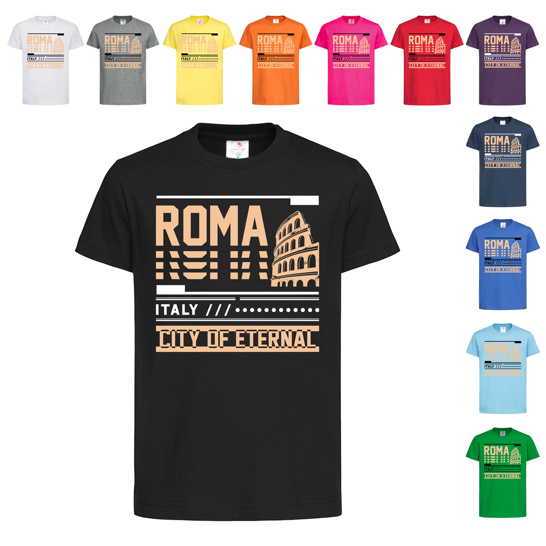 Чорна дитяча футболка З друком місто Roma (25-8-9)