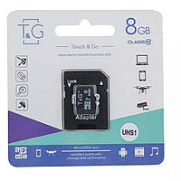 Карта памяти с адаптером T&G Micro SDHC 8gb Class 10 Черный