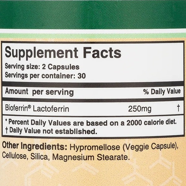 Комплекс для пищеварения Double Wood Supplements Lactoferrin 250 mg 60 Caps UT, код: 8314865 - фото 2 - id-p2180572273