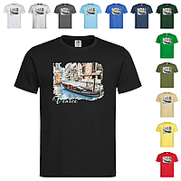 Черная мужская/унисекс футболка С печатью город Венеция (25-9-3)