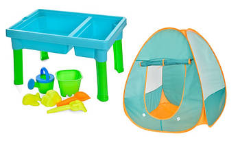 Дитячий ігровий набір для пісочниці R399-25-29 Ігровий столик з наметом та аксесуарами