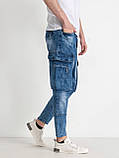 Чоловічі якісні джинси з кишенями "карго", стрейч, повсякденні вільні в синьому кольорі, 28-36, фото 2