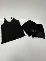 Женская пижама шорты + майка, черная ( s - xl)