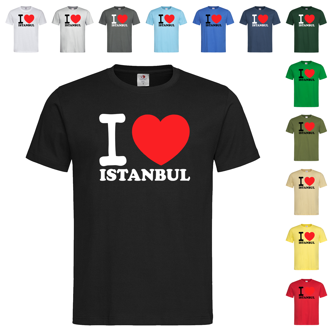 Чорна чоловіча/унісекс футболка I love Istanbul (25-10-1)