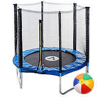 Батут дитячий Atleto 183 см із захисною сіткою для дому та дачі синій 20000602
