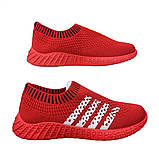 Червоні текстильні підліткові кеді 21,5см 24см, фото 6
