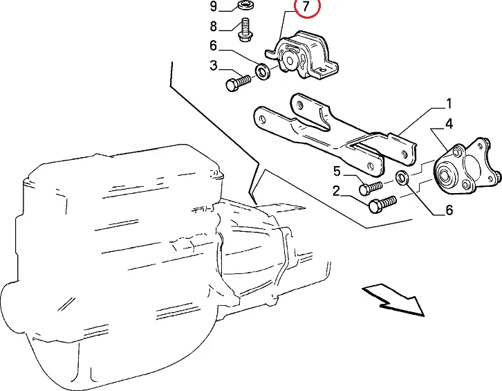 Подушка двівуна задня (КПП) на Fiat Ducato 230, Peugeot Boxer, Citroen Jumper (94-02), 1308696080, 184666, Febi Bilstein,