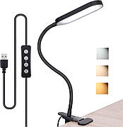 Настільна гнучка лампа FX-002С, на прищіпці, 5 Вт., - для освітлення робочого місця Чорний