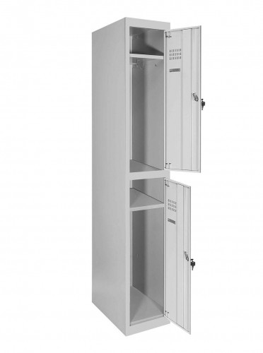 Шафа металева для одягу дворівнева з верхньою полицею LEVMETAL ШОМ вп 2/40/1 (180х40х50), фото 1