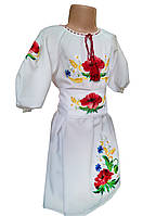 Платье вышиванка для девочки с цветочным орнаментом Мак василька
