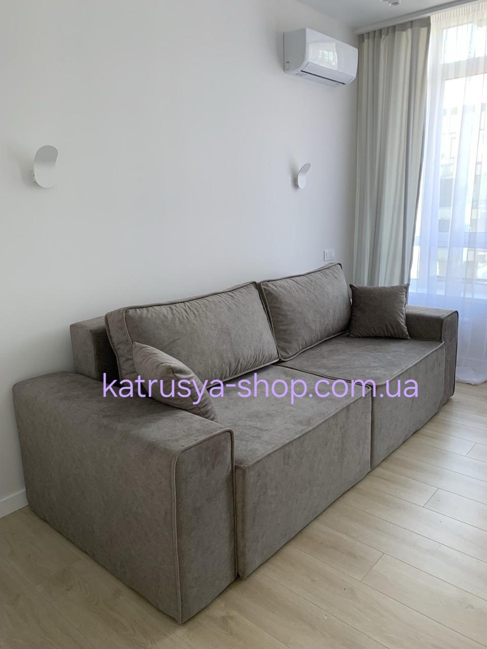 Диван прямий Манго (люкс) велюр антикіготь коричневий, фото 1