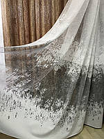 Тюль жакардовий мармур низ сірий із білим