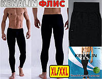 Мужские штаны-кальсоны подштанники флис-байка KENALIN чёрные XL/XXL МТ-1431