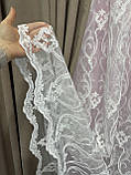 Тюль Kamila із розкішною вишивкою молочний, фото 4