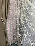Тюль Kamila із розкішною вишивкою молочний, фото 5