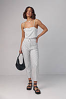 Комплект из укороченного топа и брюк Nice Style - белый цвет, L (есть размеры) KOMFORT