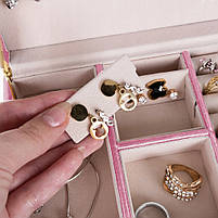 Скринька кейс шкатулка для прикрас коштовностей біжутерії Світло рожева, фото 5