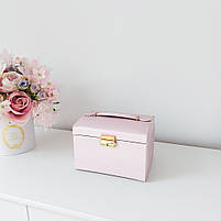 Скринька кейс шкатулка для прикрас коштовностей біжутерії Світло рожева, фото 3