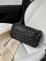 Мужская сумка Louis Vuitton Grey Black Барсетка из кожи на 1 отделение Луи Виттонн боковая ручка