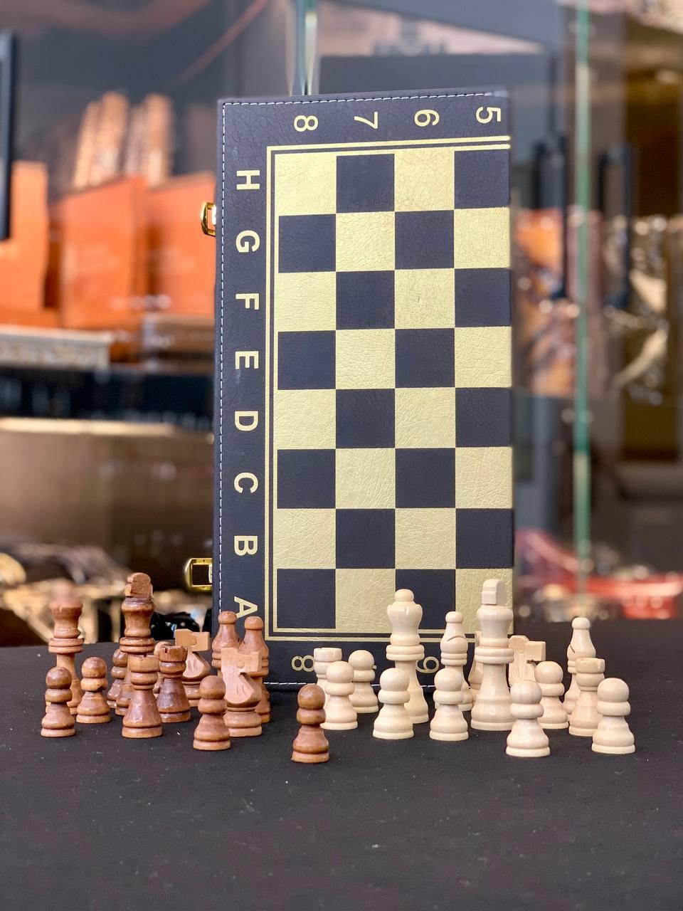 Шахи, шашки, нарди з еко-шкіри подарунок  гра для дітей, 34*17 см, арт. 198017