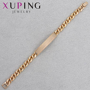 Браслет Xuping Jewerly золотистого цвета застёжка шарнир плетение панцирное длина 19 см ширина 6 мм