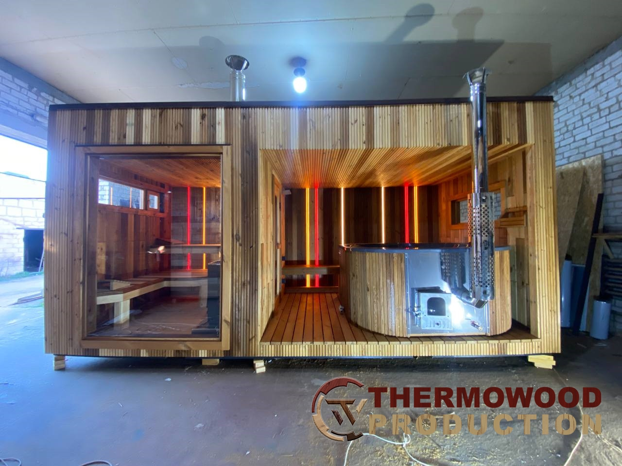 Сауна з купіллю 5,4х2,4х2,7м LUX комплектації та виконання від виробника Thermowood Production