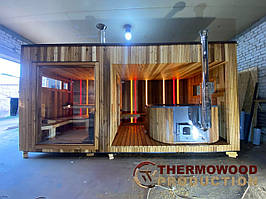 Сауна з купіллю 5,4х2,4х2,7м LUX комплектації та виконання від виробника Thermowood Production