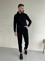 Теплый зимний мужской спортивный костюм на флисе черный Merlini Франс 100001001 размер S-M