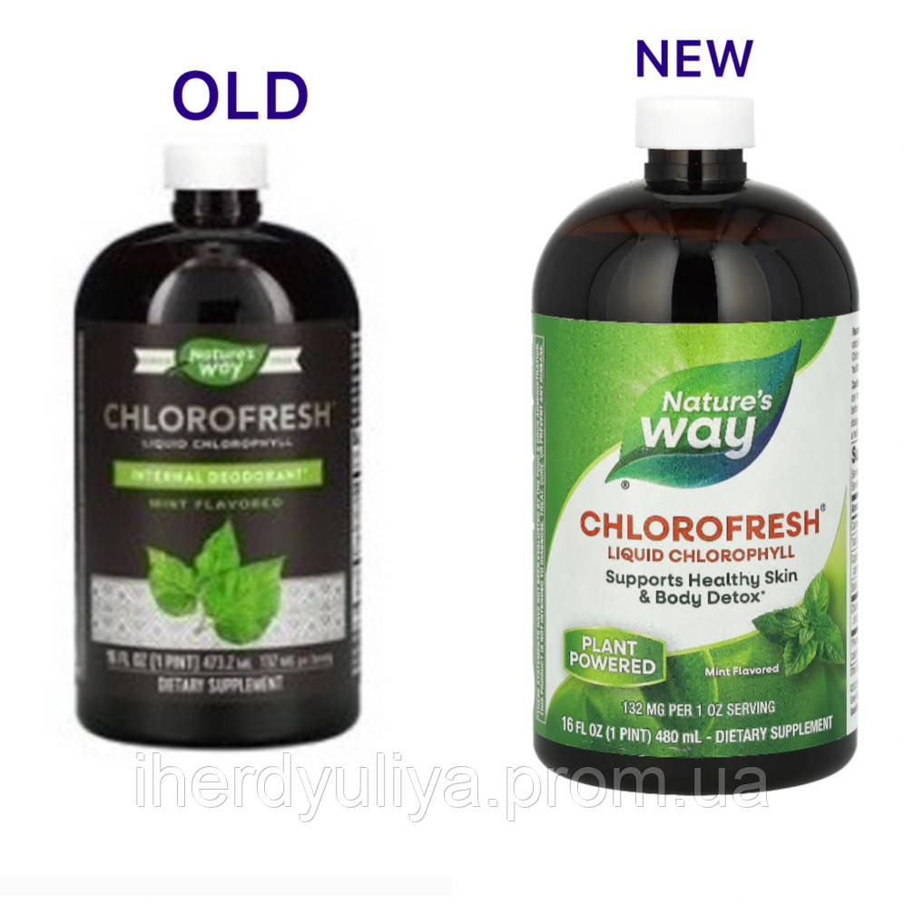 Хлорофіл, Nature's Way, Chlorofresh,хлорофіл, рідкий хлорофіл, з ароматом м'яти, 132 мг, 473,2 мл