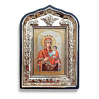 Икона Самонаписавшаяся Пресвятая Богородица, лик 6х9 см, в пластиковой черной рамке