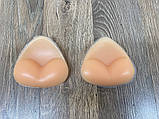 Вкладиші силіконові пушап 8*8,5*2см трикутні бежеві тілесні пуш ап в бюстгальтер купальник, фото 2