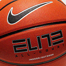 М'яч баскетбольний Nike Elite All Court 8p 2.0 Deflated оранжево-чорно-срібний, розмір №6, фото 4