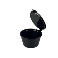 Соусник круглий 30 мл "Black" з кришкою чорний герметичний