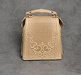Шкіряний міні рюкзак-трансформер "Венеція" світло бежевого кольору, 17х19х7 см, фото 4