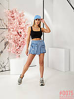 Жіночі джинсові шорти-спідниця розмірний ряд 25,26,27,28,29,30