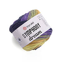 Пряжа Yarn Art Symphony dream. Цвет - 3110 меланж желтый, зеленый, фиолетовый.