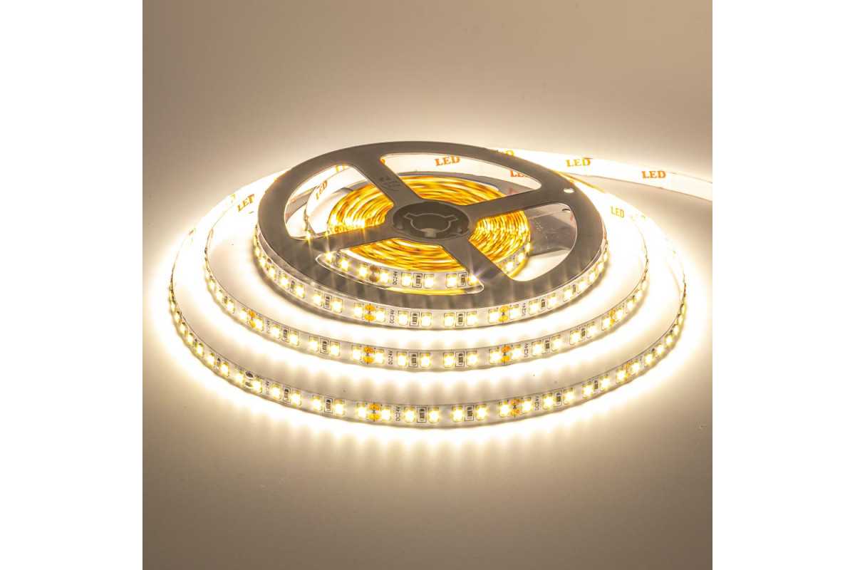 Світлодіодна LED стрічка 8мм 9Вт/м 120 LED/м IP20 AVT-600WW2835-9W-24V теплий білий (5м)