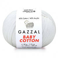 Пряжа Gazzal Baby cotton. Колір - 3410, молочний