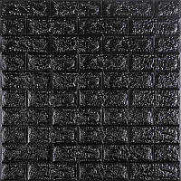 Декоративні самоклеючі 3D панелі  під цеглу Чорний 700х770х7мм (019-7) SW-00000063