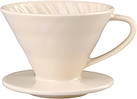 Пуровер керамическая воронка для заваривания кофе на 1-2 чашки Ceramic Coffee Dripper Beige