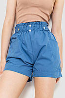 Шорты женские на резинке с манжетом, цвет джинс, 214R811
