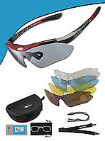 Велоочки рокброс Rockbros / Велосипедные очки / Спортивные поляризованные очки для велосипеда для мужчин Красный