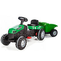 Трактор каталка-электромобиль Pilsan 05-116 с прицепом, аккумулятор 6V, колеса с резин. накладками, зеленый