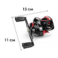 Котушка мультиплікаторна Yumoshi AK 200 Black-Red Right рибальська котушка 42 шт., фото 4